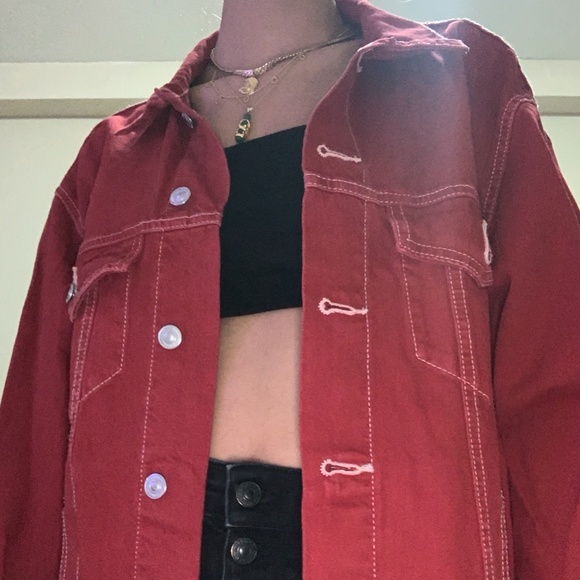 Zara Red Jean Jacket - Picture 2 of 3